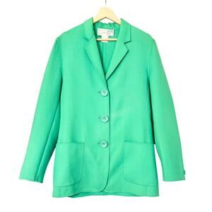 Vintage GENNY Green Wool Blazer Designer Luxury Colorful Made in Italy SZ Small